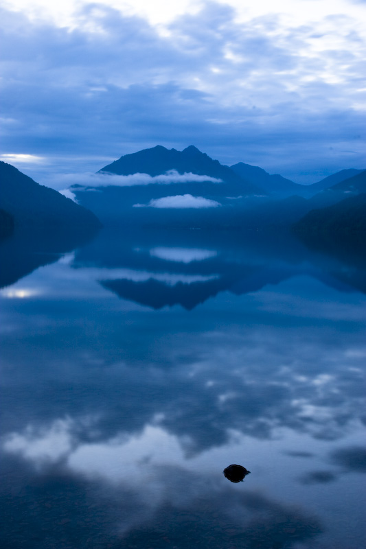 Cloudy Sunrise Over Lake Crescent